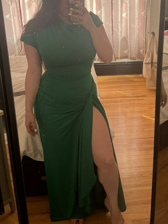 Women's Boat Neck Ruched High Split Bodycon Dress - Picture 6 of 6